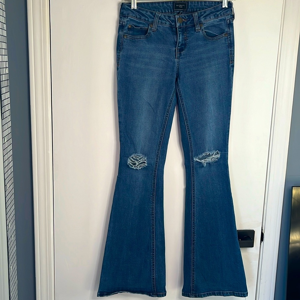 “Celebrity Pink” jeans distressed low rise